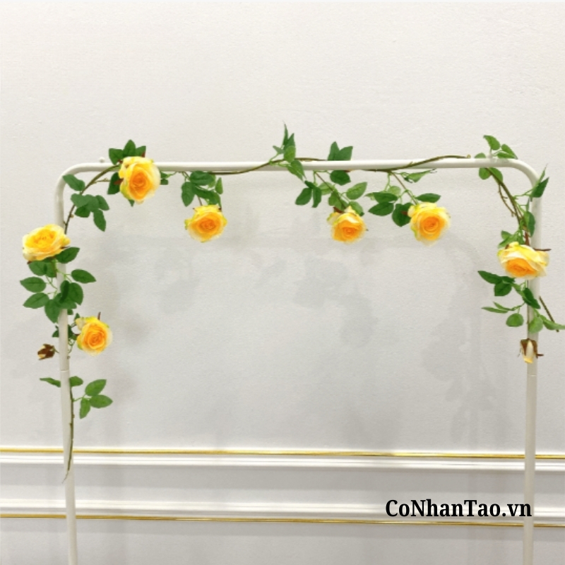 Dây Leo Hoa Giả - Dây Leo Hoa Hồng 7 Bông 7 Nụ 200 Cm 02 Dây Leo Hoa Giả - Dây Leo Hoa Hồng 7 Bông 7 Nụ 200 Cm