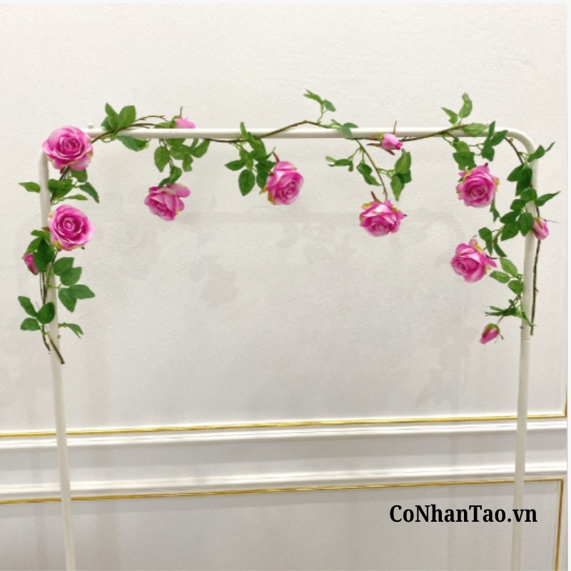 Dây Leo Hoa Giả - Dây Leo Hoa Hồng 7 Bông 7 Nụ 200 Cm