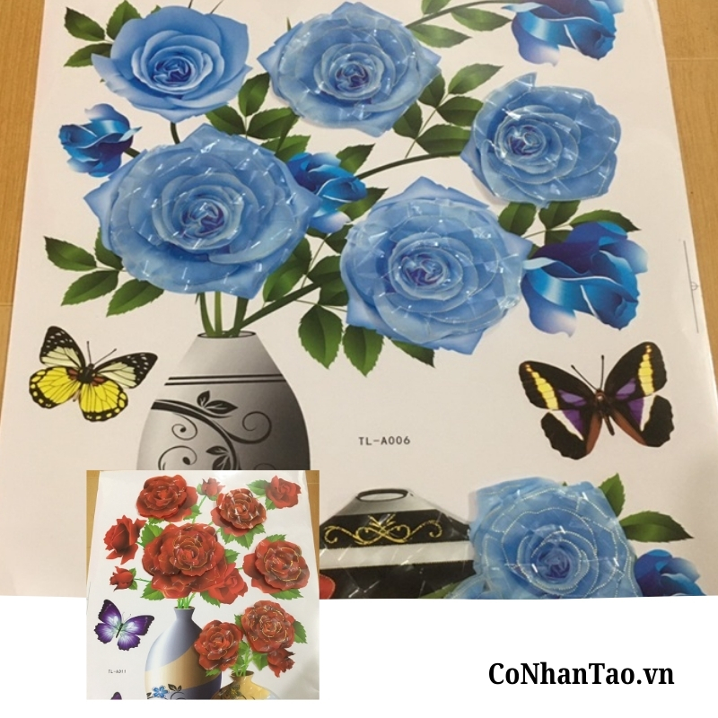 Decal dán tường Lọ Hoa 3D Decal dán tường Lọ Hoa 3D