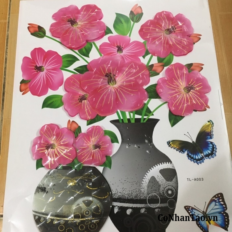 Decal dán tường Lọ Hoa 3D