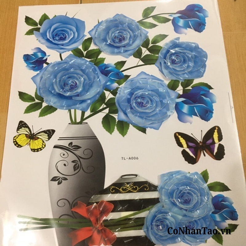 Decal dán tường Lọ Hoa 3D