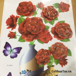 Decal dán tường Lọ Hoa 3D